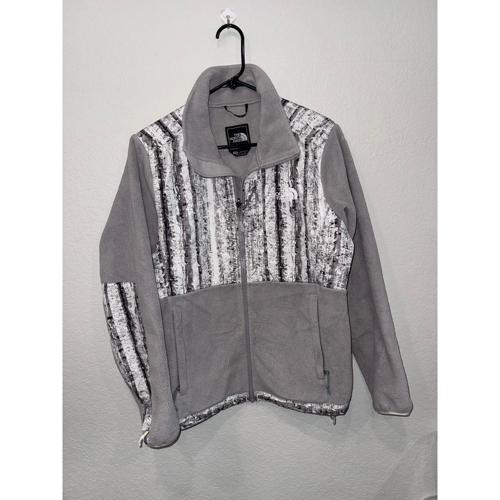 The North Face Denali Fleece Jacket Womens Medium Gray White Birch Tree Print